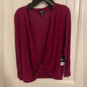 𝅺SIMPLY VERA‎ WANG sweater women’s XS plum/ maroon high low cardigan versatile